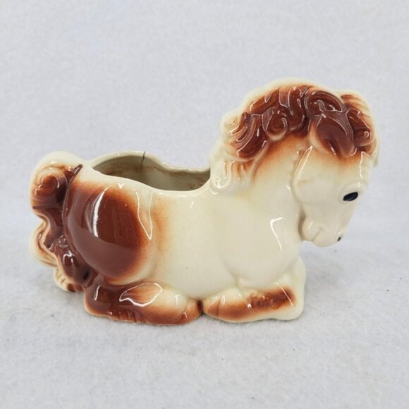 Vintage Ceramic Horse‎ Planter Brown Pony Figurine Mid-Century Farmhouse Décor - Picture 1 of 4